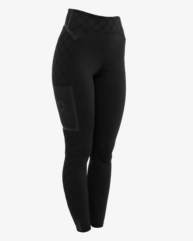 Women's high-waisted leggings in technical monogram fabric