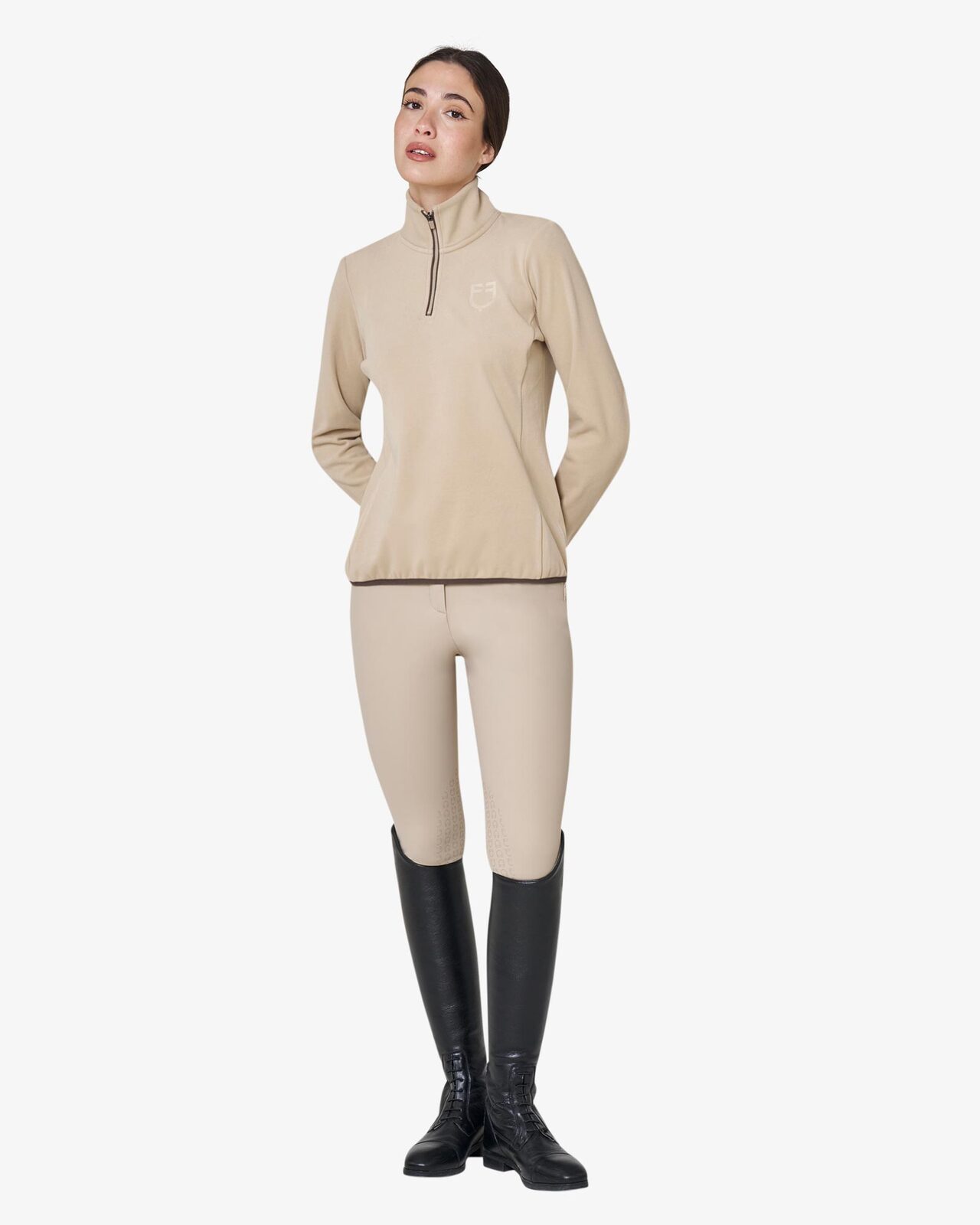 Women’s high-neck fleece sweatshirt with 3/4 zip