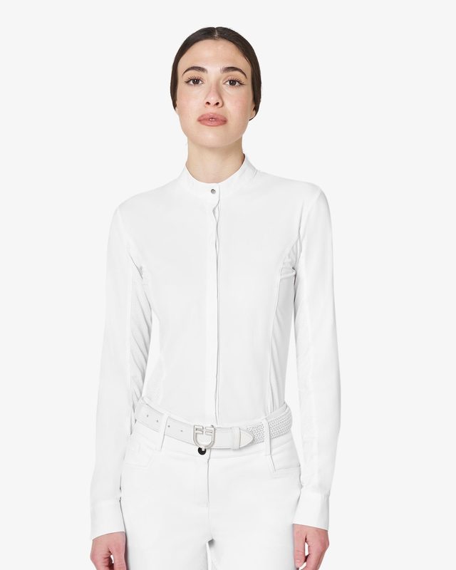 Women’s competition polo with shirt collar and mesh inserts