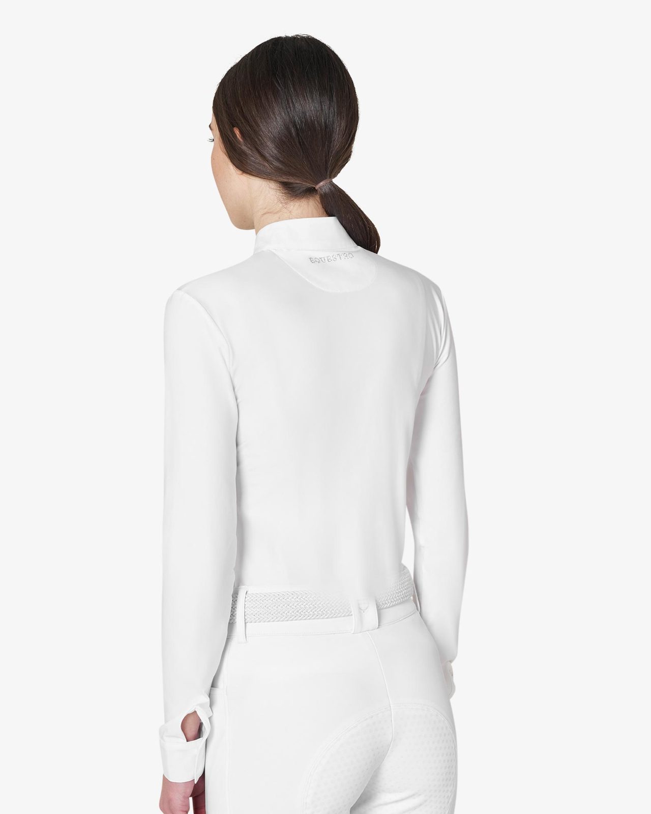 Women's long-sleeved competition polo shirt with rhinestones