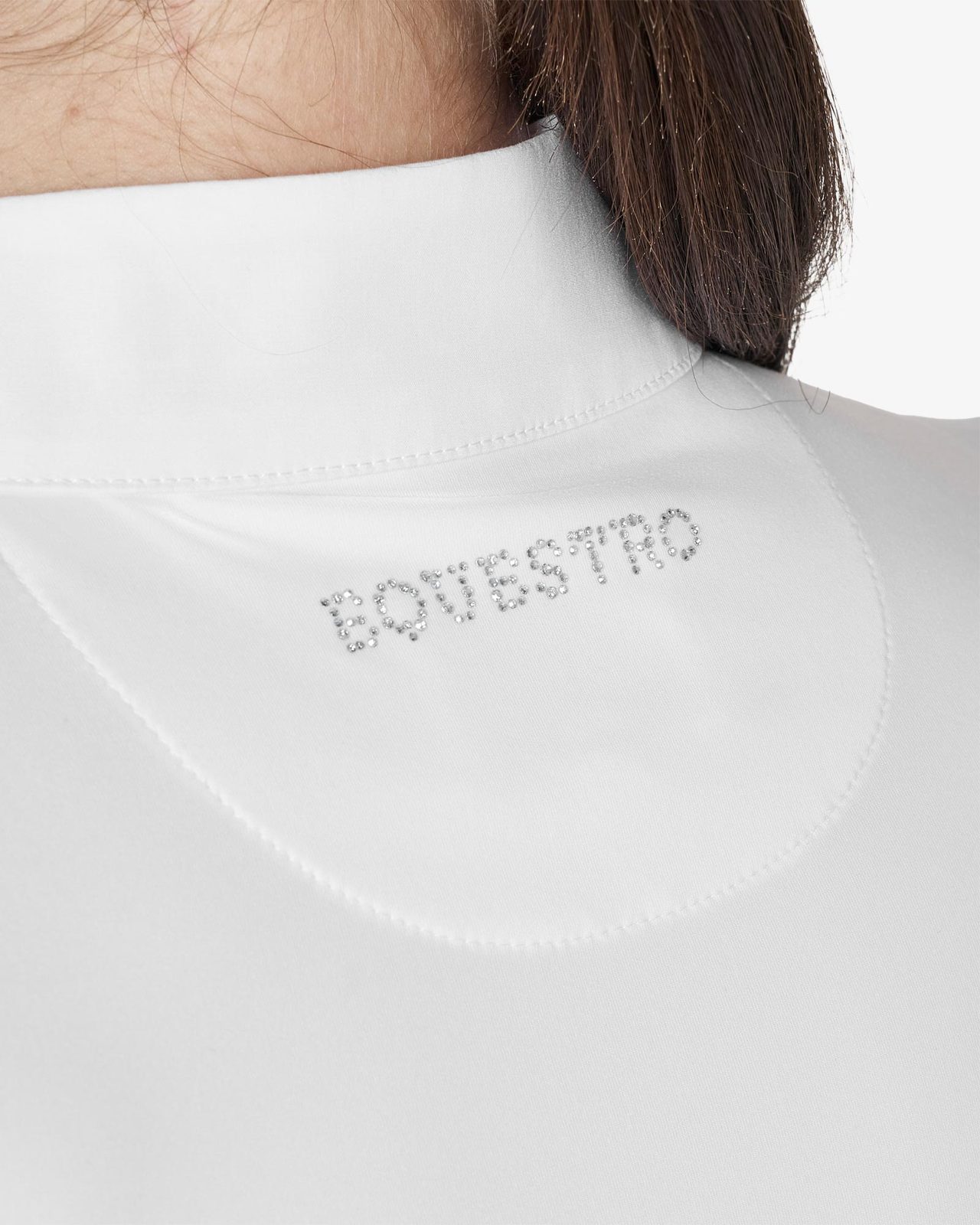 Women's long-sleeved competition polo shirt with rhinestones