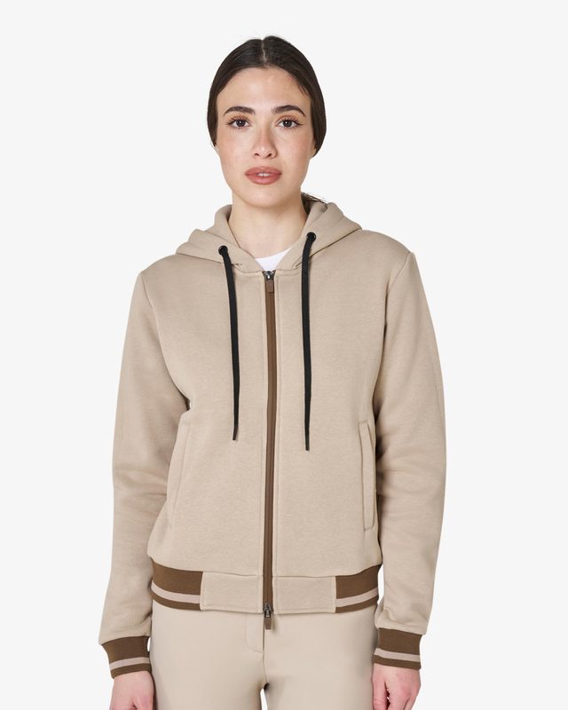 Felpa donna con cappuccio e zip frontale