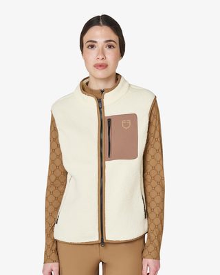 Smanicato donna in pile teddy con tasca frontale
