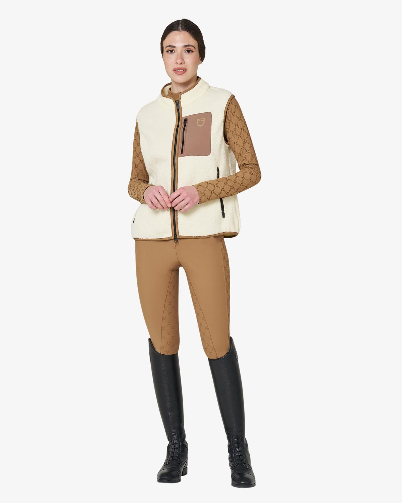 Smanicato donna in pile teddy con tasca frontale