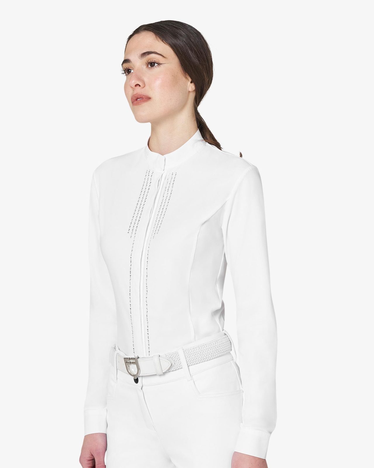 Polo da concorso da donna a camicia con strass