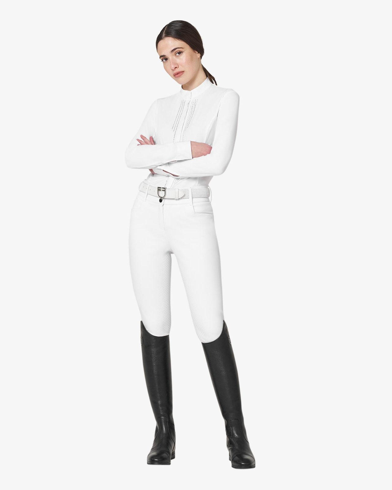 Polo da concorso da donna a camicia con strass