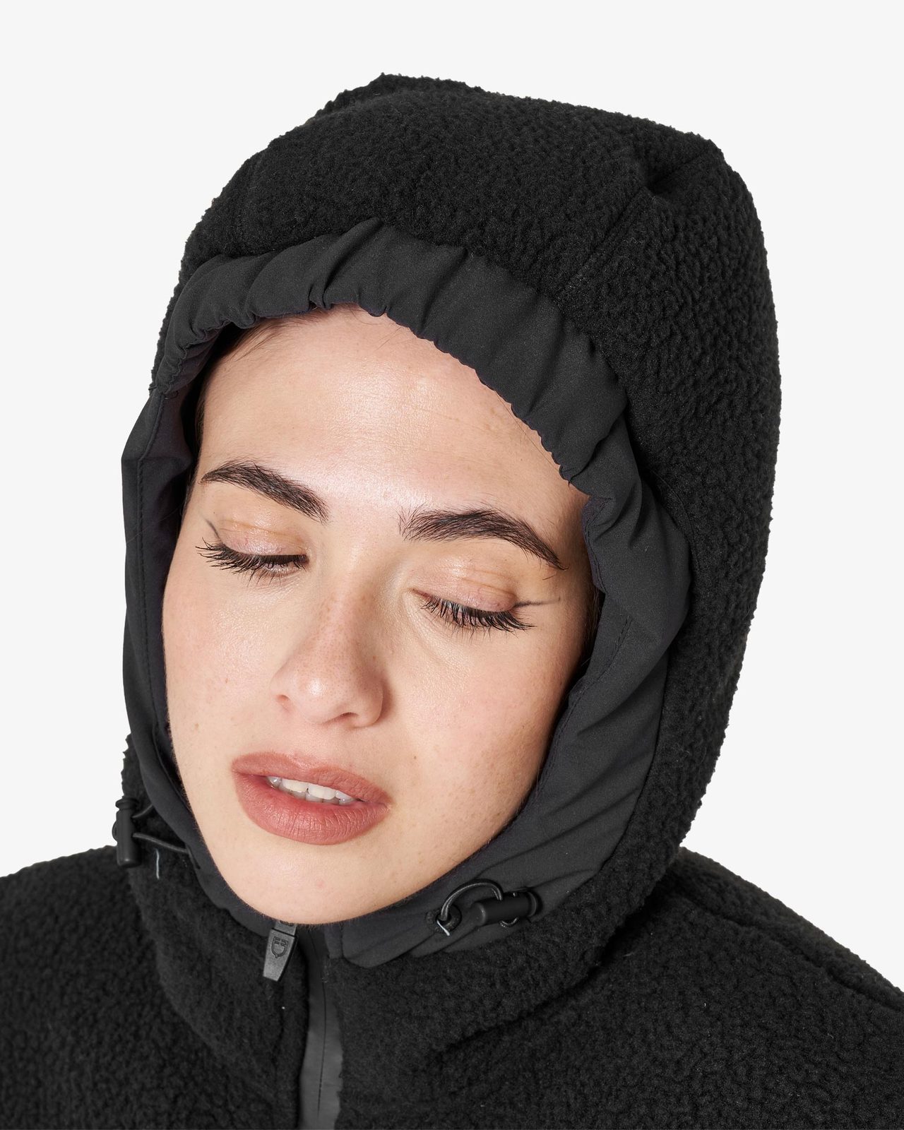 Women's down jacket with teddy inserts