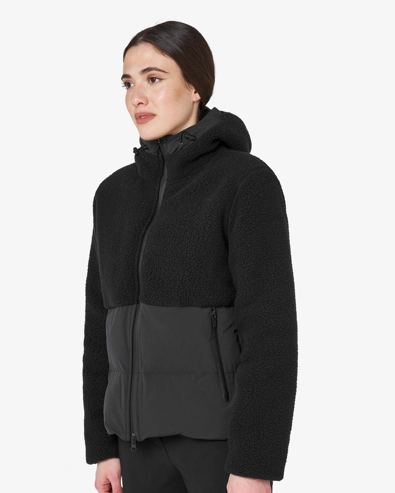 Women's down jacket with teddy inserts