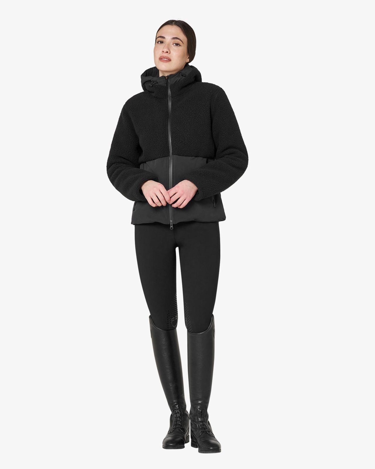 Women's down jacket with teddy inserts