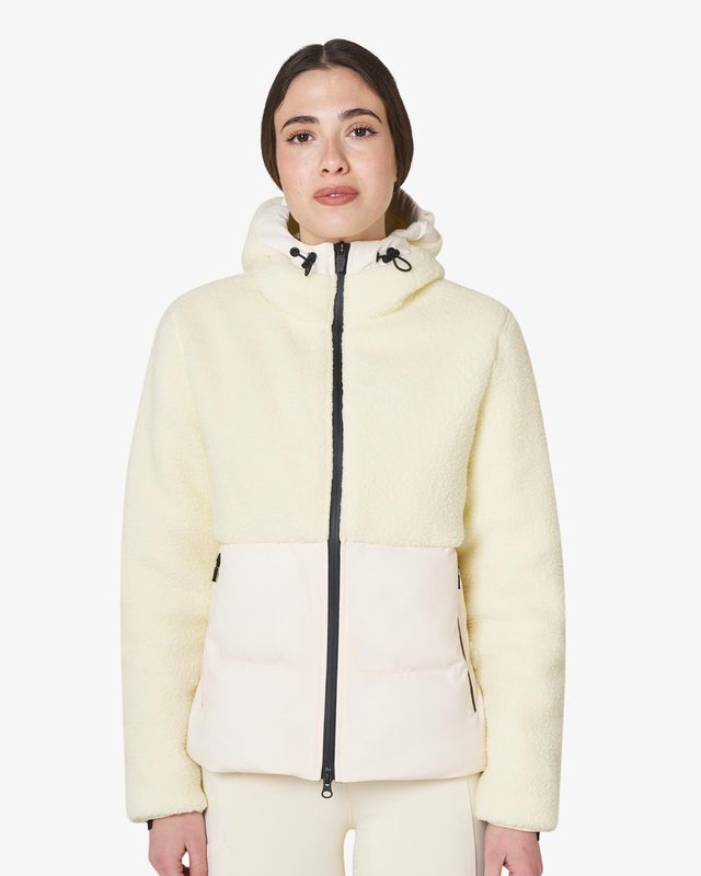 Women's down jacket with teddy inserts