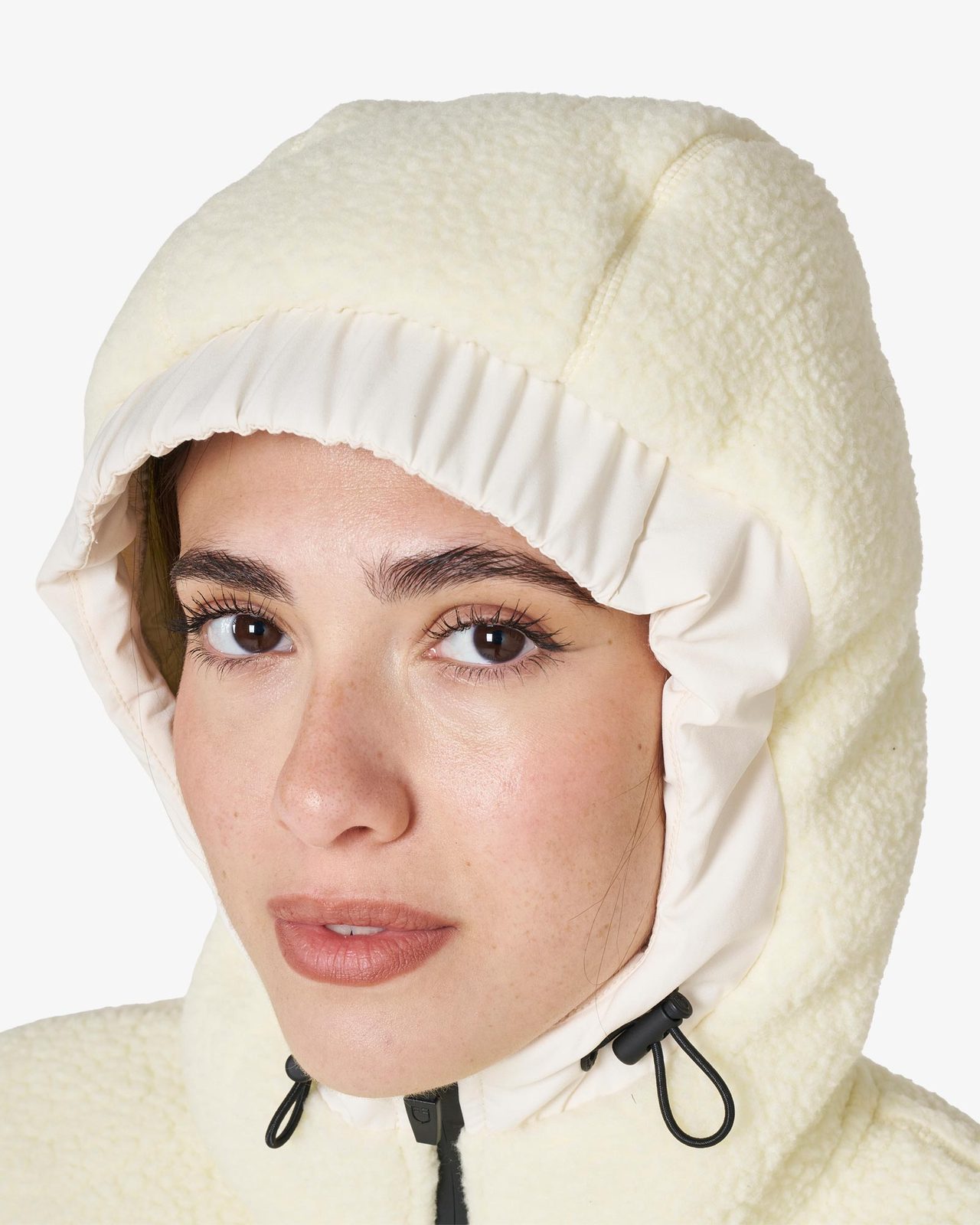 Women's down jacket with teddy inserts