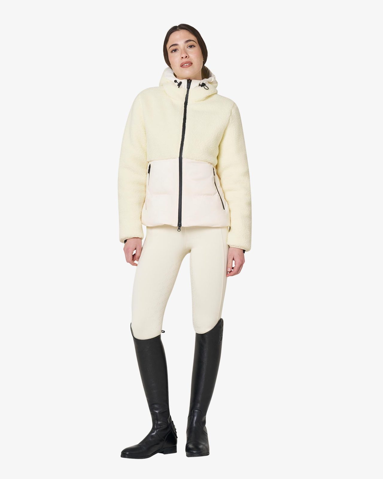 Women's down jacket with teddy inserts