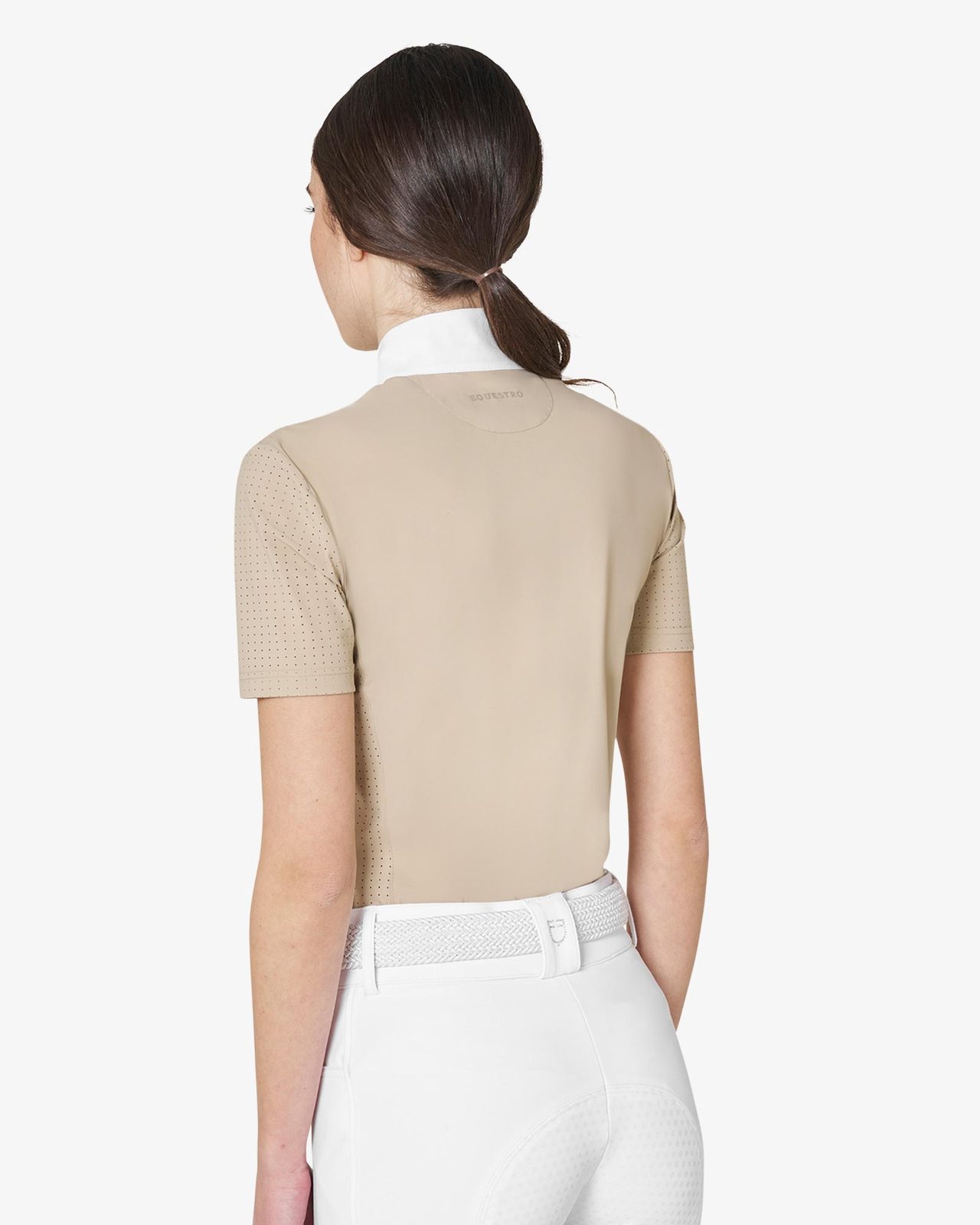 Women's short-sleeved competition polo shirt with mesh inserts