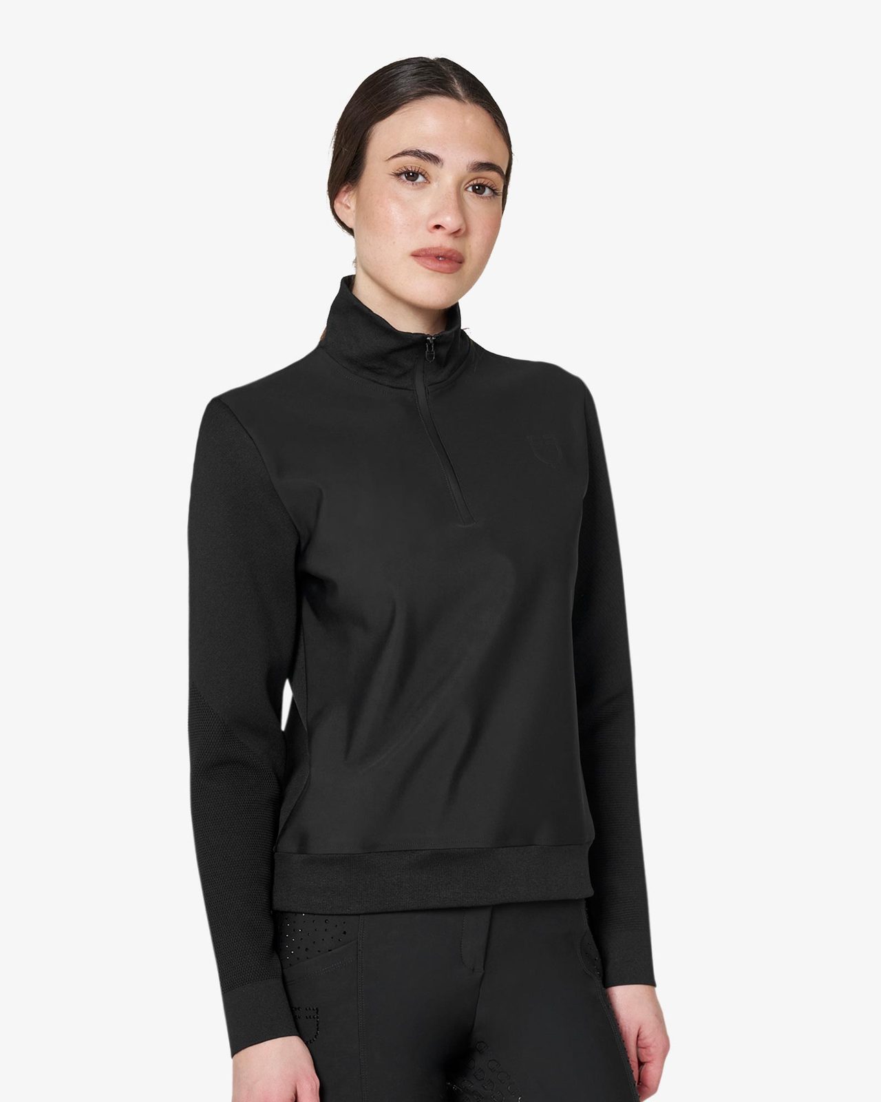 Women's technical high collar sweatshirt with 3/4 zip
