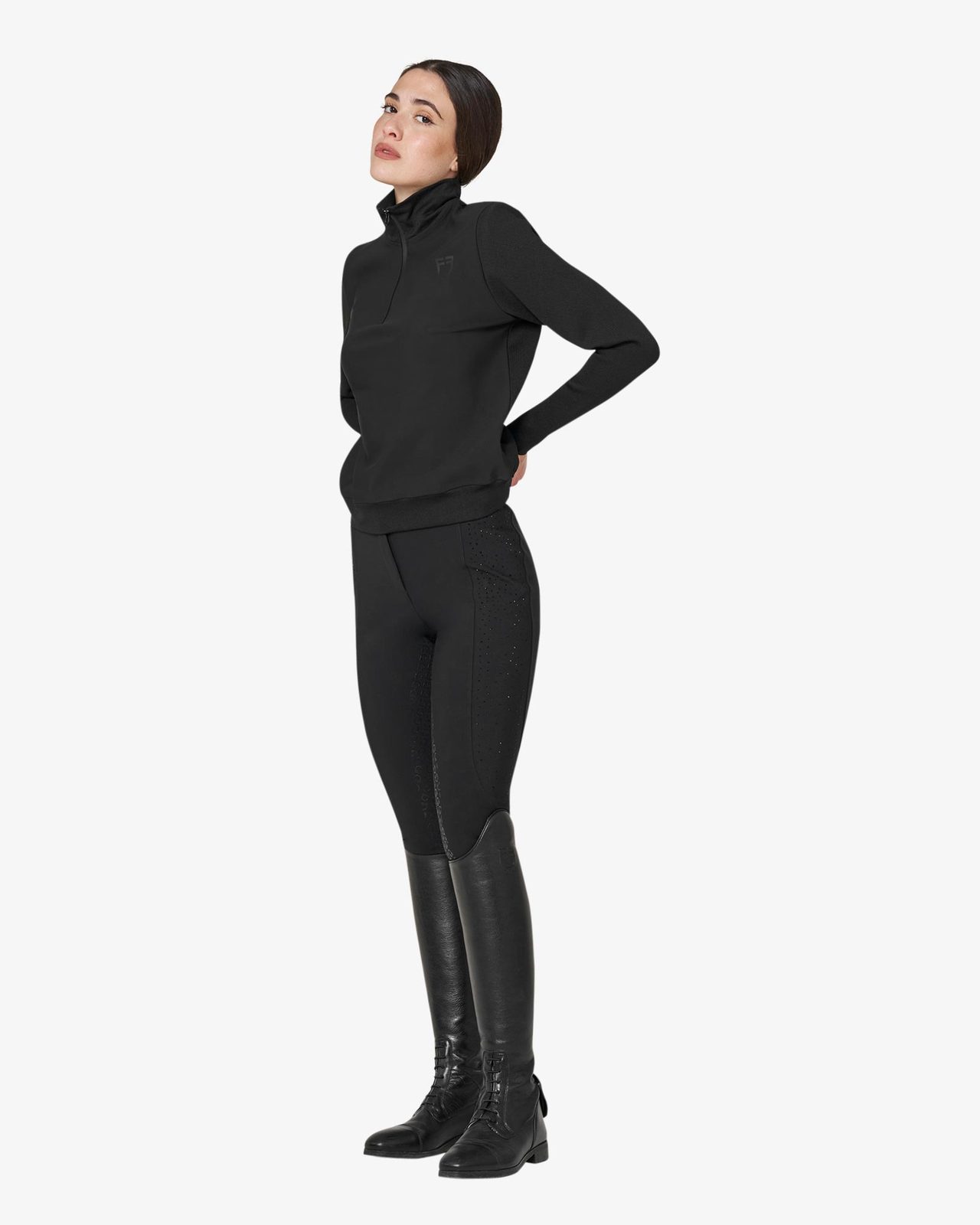 Women's technical high collar sweatshirt with 3/4 zip