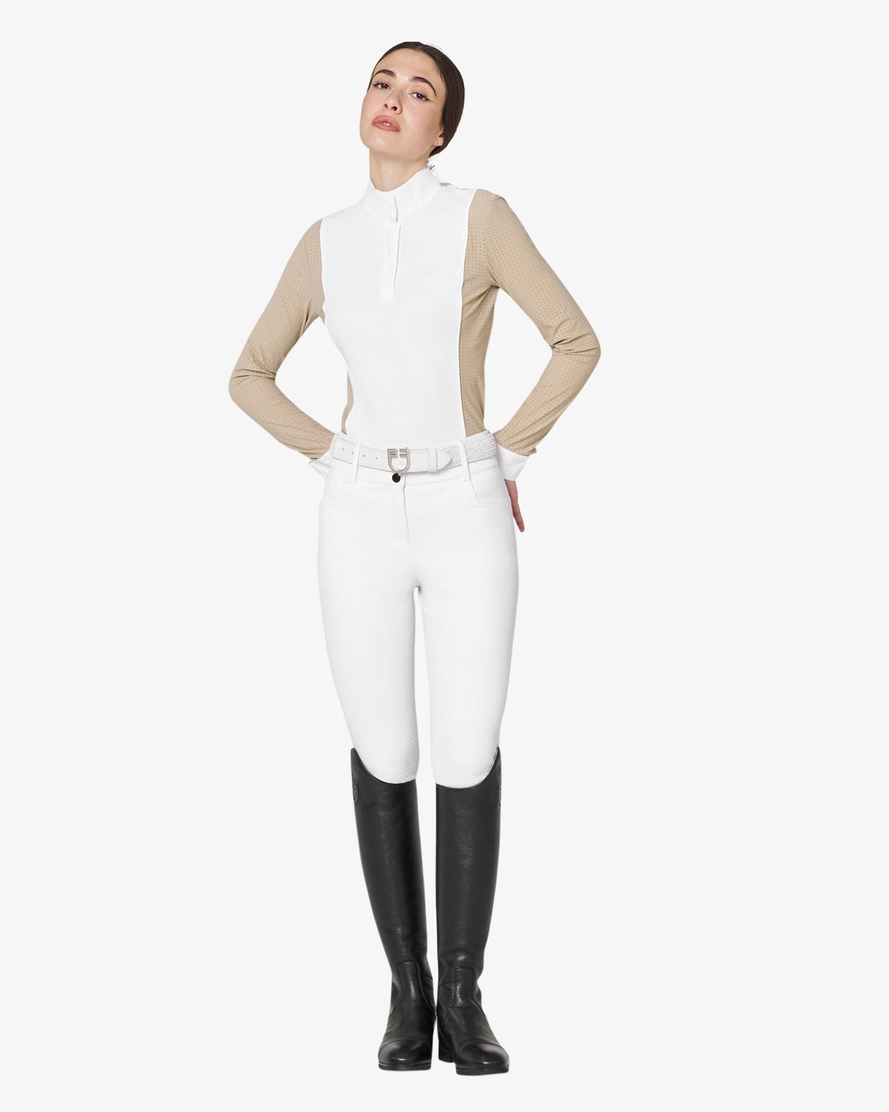 Women’s perforated long-sleeved competition polo shirt