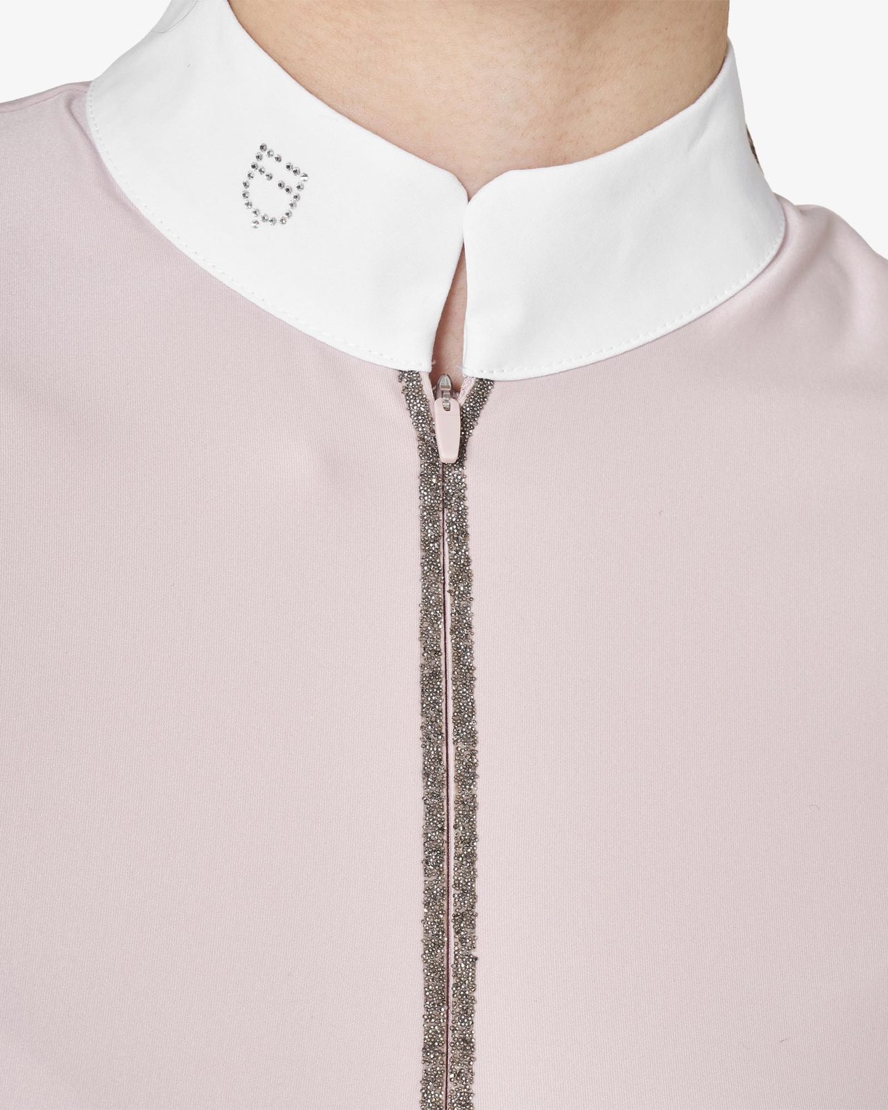 Women's long-sleeved competition polo shirt with rhinestones