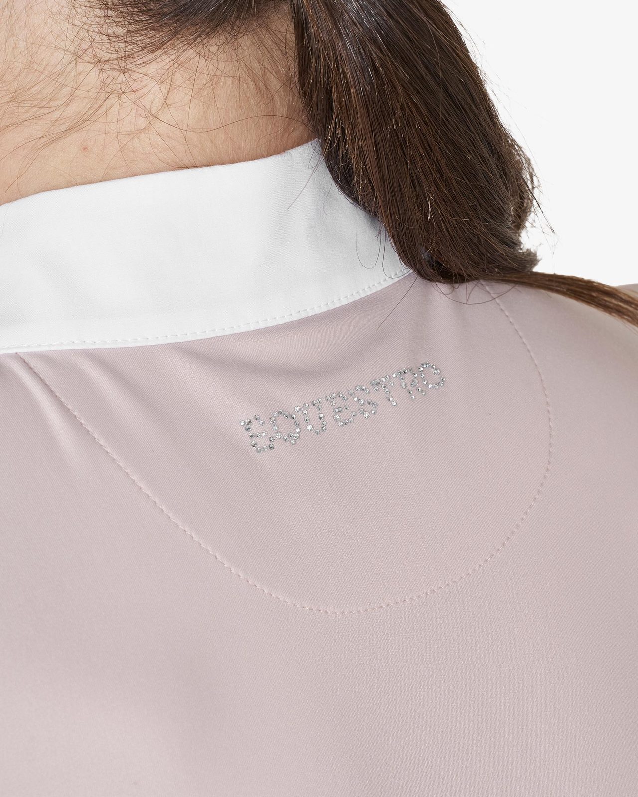 Women's long-sleeved competition polo shirt with rhinestones
