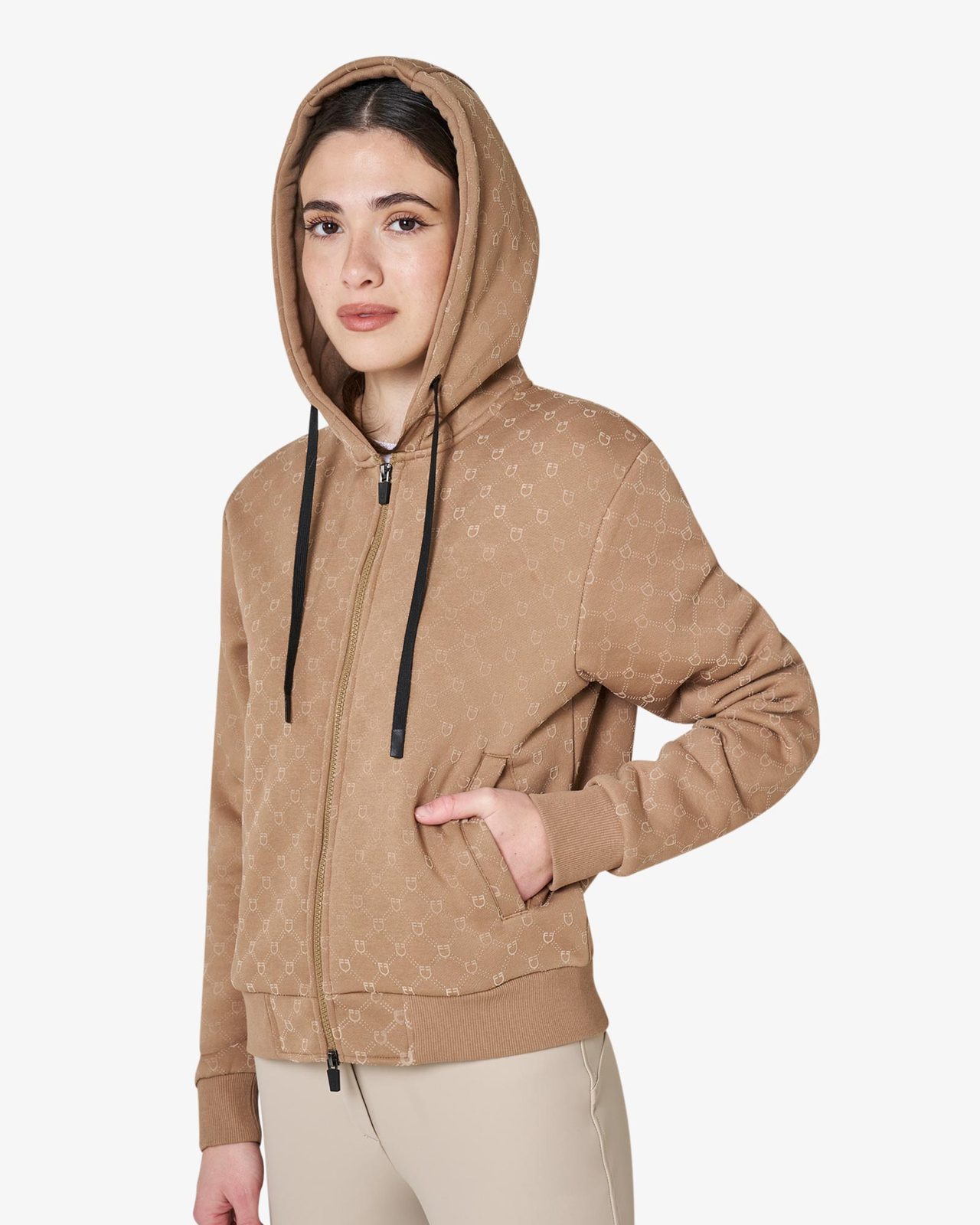 Felpa donna monogram con cappuccio
