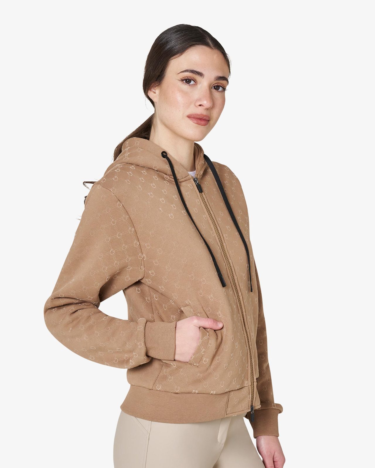 Felpa donna monogram con cappuccio
