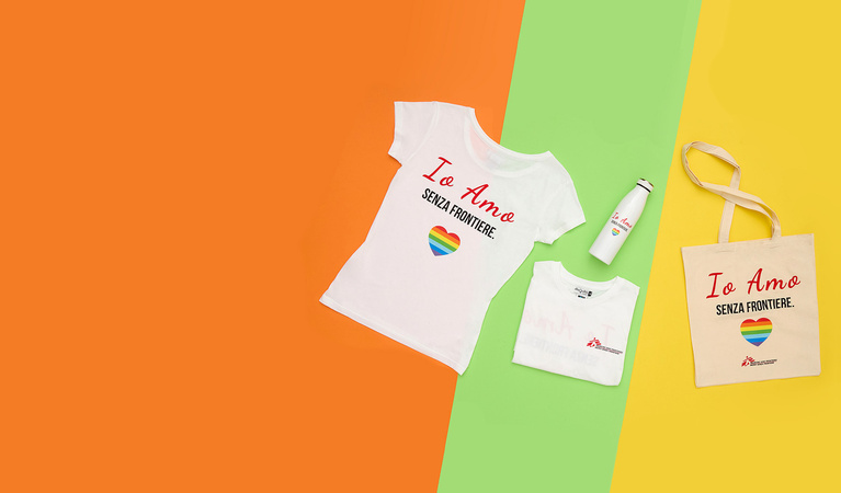Collezione t-shirt solidali e accessori etici Io Amo Senza Frontiere