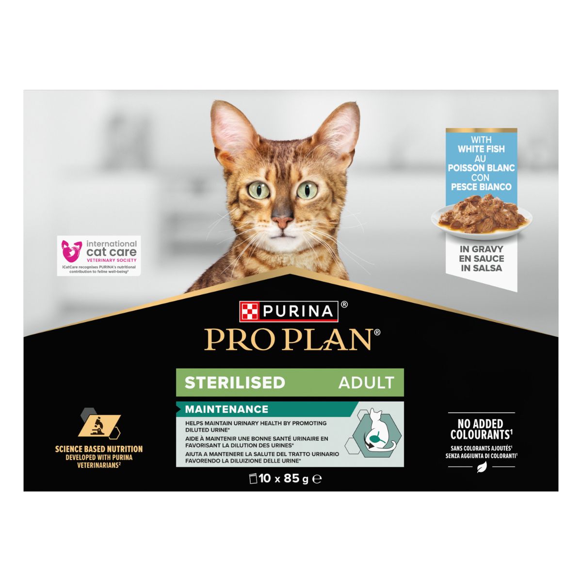 PURINA® PRO PLAN® Adult STERILISED MAINTENANCE MULTIPACK con pesce bianco in salsa