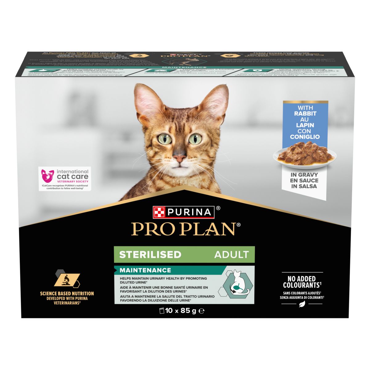PURINA® PRO PLAN® Adult STERILISED MAINTENANCE MULTIPACK con coniglio in salsa