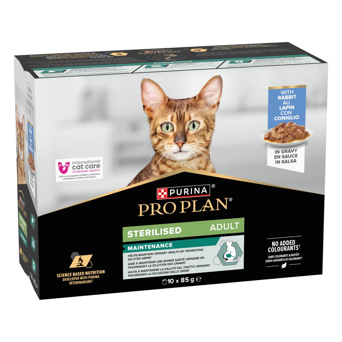 PURINA® PRO PLAN® Adult STERILISED MAINTENANCE MULTIPACK con coniglio in salsa
