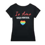 T-shirt donna nera Io Amo senza frontiere
