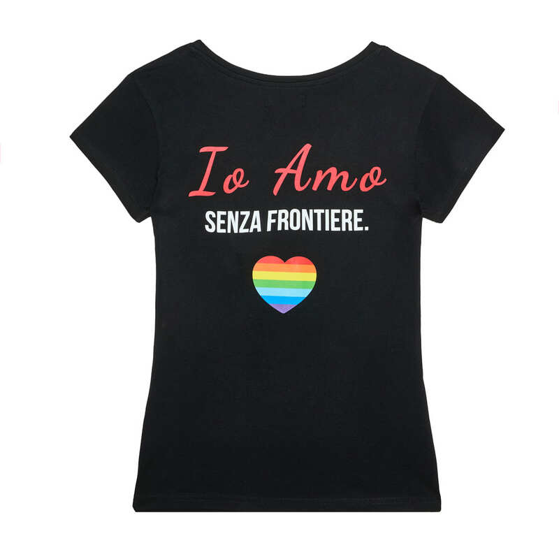 T-shirt donna nera Io Amo senza frontiere