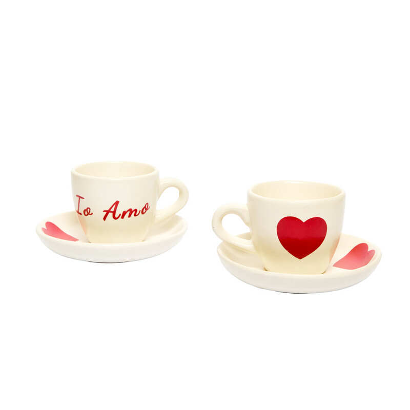 Due tazzine da caffè con piattino Io Amo senza frontiere