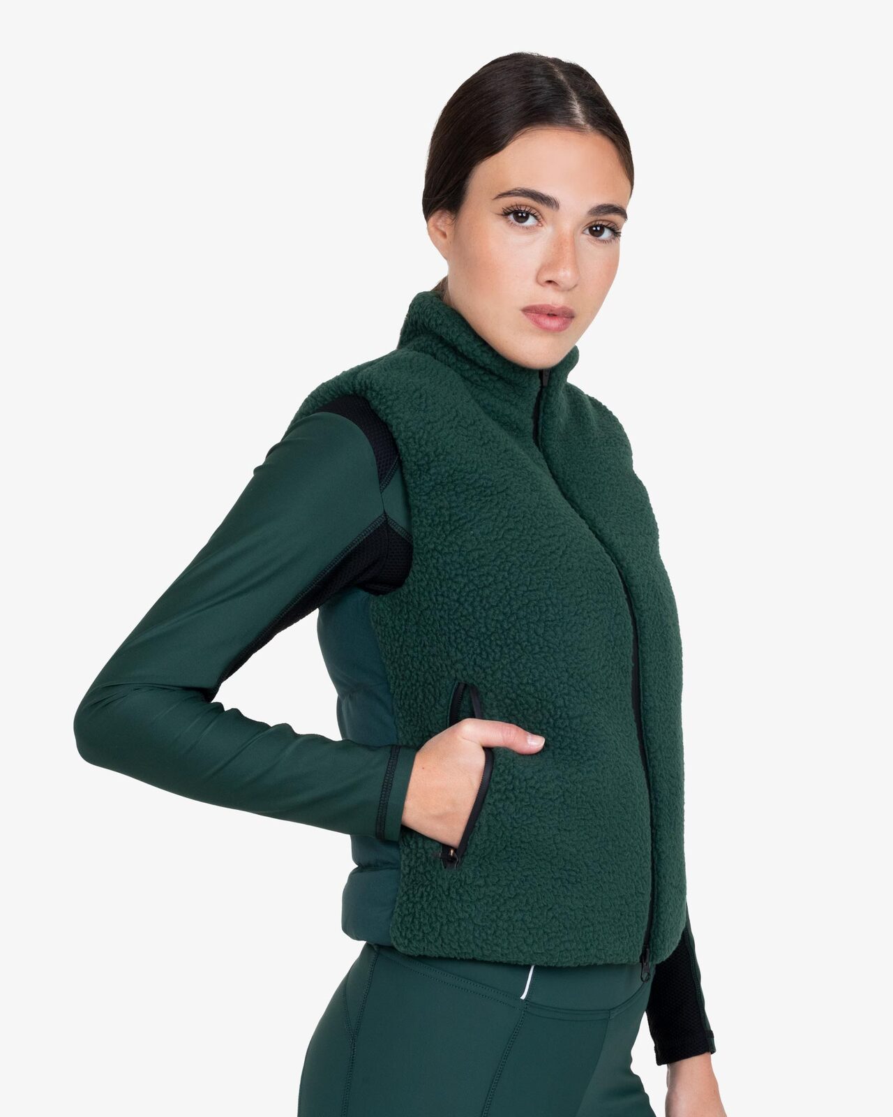 Women's vest with teddy fleece inserts