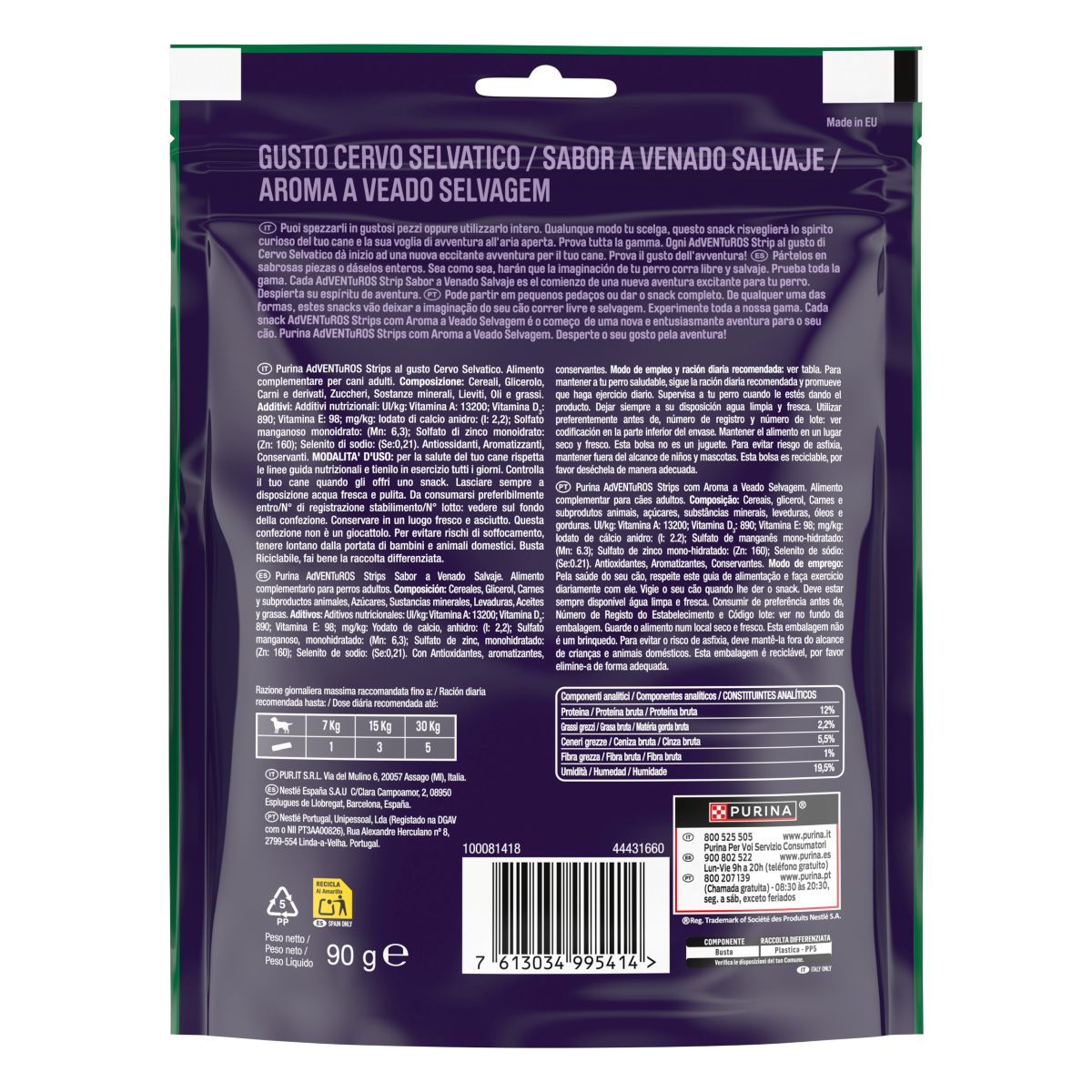 ADVENTUROS® Strips Snack Cane al gusto Cervo