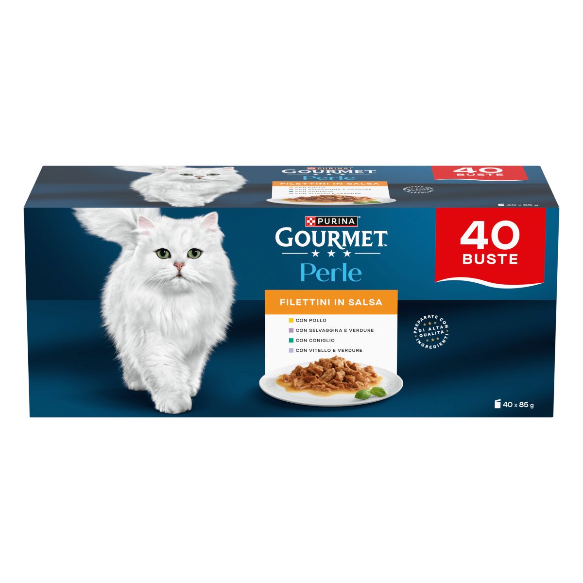 GOURMET® Perle Filettini in Salsa, Gusti Assortiti, Multipack da 40