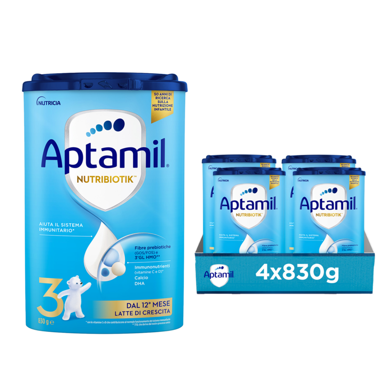 APTAMIL Nutribiotik 3 - Latte di Crescita in Polvere 4x830g