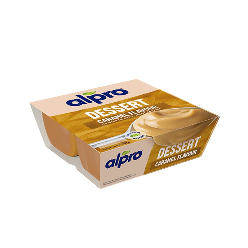 ALPRO DESSERT Dessert vegetale al Caramello |Alproshop.it Confezione 4X125g ALPRO DESSERT al caramello è un budino 100% vegetale dal gusto soffice e avvolgente. Un dolce cremoso naturalmente privo di lattosio e di grassi saturi e un’ottima fonte di fibre vegetali senza zuccheri aggiunti*. Ideale come merenda, snack spezza fame o come dolce di fine pasto, ALPRO dessert al caramello ti conquisterà al primo assaggio regalandoti un’estasi di sapori. Ricco di Vitamine e Calcio, il nostro ALPRO DESSER al caramello ha la cremosità del budino per deliziare il tuo palato e conti