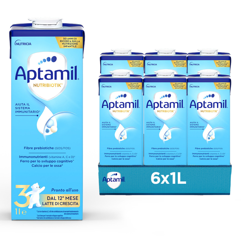 APTAMIL NUTRIBIOTIK 3 Latte di crescita Liquido| Aptashop 6 Confezioni
