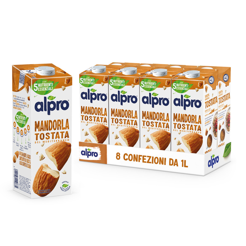 ALPRO Bevanda Vegetale alla Mandorla Tostata 8x1L | Alproshop 8 Confezioni da 1l HEY TU! Lo sapevi che il tuo corpo ha bisogno della giusta quantità di NUTRIENTI per mantenersi in SALUTE? Questa DELIZIOSA bevanda contribuisce all'assunzione quotidiana di 5 tra i NUTRIENTI ESSENZIALI. Con CALCIO Per ossa in salute¹ VITAMINA B12 Per la tua energia² VITAMINA D2 Per il tuo sistema immunitario³ VITAMINA E Come antiossidante⁴ IODIO Per il tuo sistema nervoso⁵ ¹Il calcio è necessario per il mantenimento di ossa normali. ²La vitamina B12 contribuisce alla riduzione della stanchezza 
