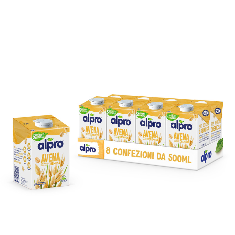 ALPRO CLASSICO Gusto Avena 100% Vegetale | Alproshop.it 8 confezioni x 500ml HEY TU! Lo sapevi che il tuo corpo ha bisogno della giusta quantità di NUTRIENTI? Questa DELIZIOSA bevanda contribuisce all'assunzione quotidiana di 5 tra i NUTRIENTI ESSENZIALI. 100% VEGETALE DELICATA CREMOSA La nostra bevanda all'avena è super CREMOSA, avvolgente, DELICATA e deliziosa. Provala con il caffè o nei cereali, siamo sicuri che ti stupirà!