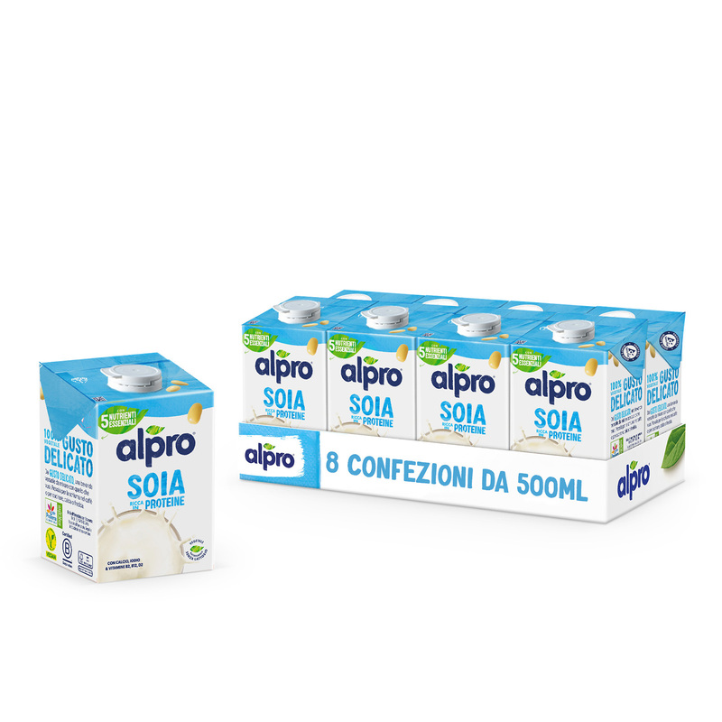 ALPRO CLASSICO Gusto Soia 100% Vegetale | Alproshop.it 8 confezioni x 500ml HEY TU! Lo sapevi che il tuo corpo ha bisogno della giusta quantità di NUTRIENTI? Questa DELIZIOSA bevanda contribuisce all'assunzione quotidiana di 5 tra i NUTRIENTI ESSENZIALI. 100% VEGETALE GUSTO DELICATO Dal GUSTO DELICATO, una bevanda versatile da mixare con quello che vuoi. Provala per la schiuma nel caffè o per cucinare, calda o fredda
