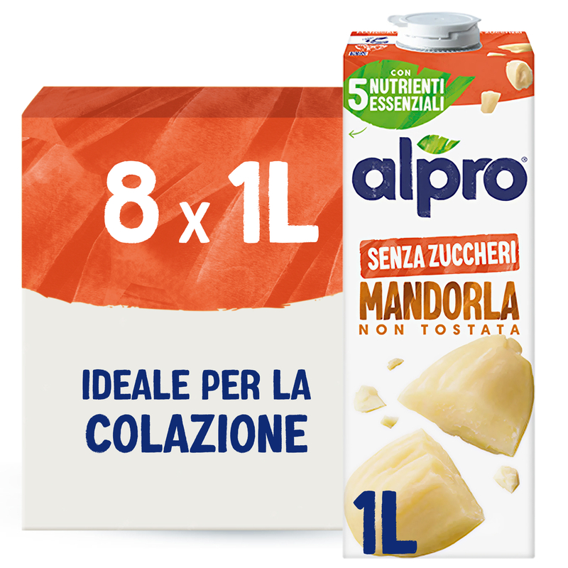 ALPRO SENZA ZUCCHERI Mandorla 100% Vegetale | Alproshop.it 8 Confezioni da 1l